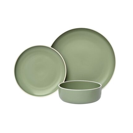 طقم صحون خزف أخضر | 18 قطعة | Food Appeal LINES